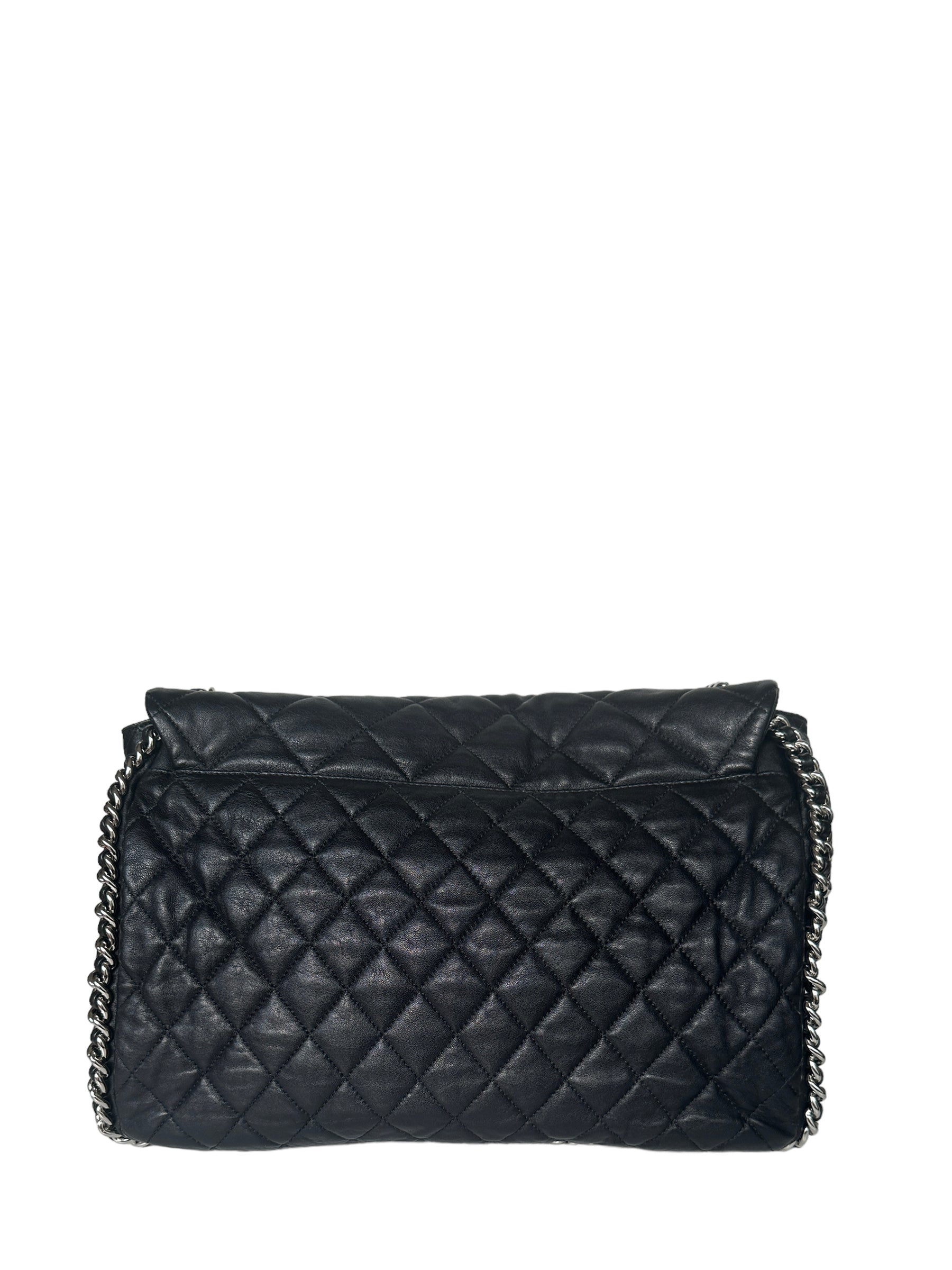 Chanel Black Washed Lambskin Quilted Maxi Flap Bag - Rovelle Bags