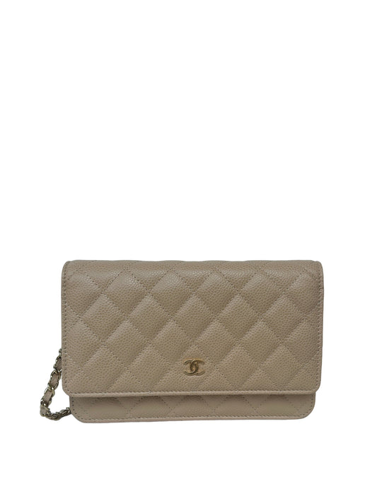 Chanel 2023 NEW Beige Quilted Caviar Crossbody Bag - Rovelle Bags