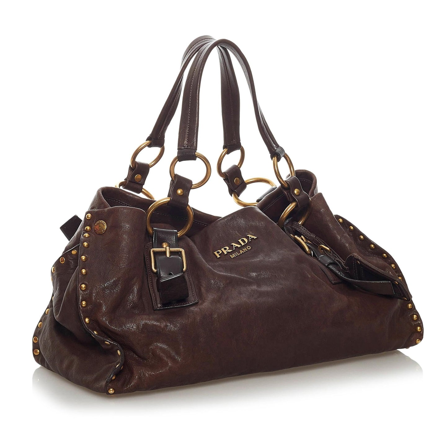 Prada Aviator Studded Leather Tote Bag - Rovelle Bags