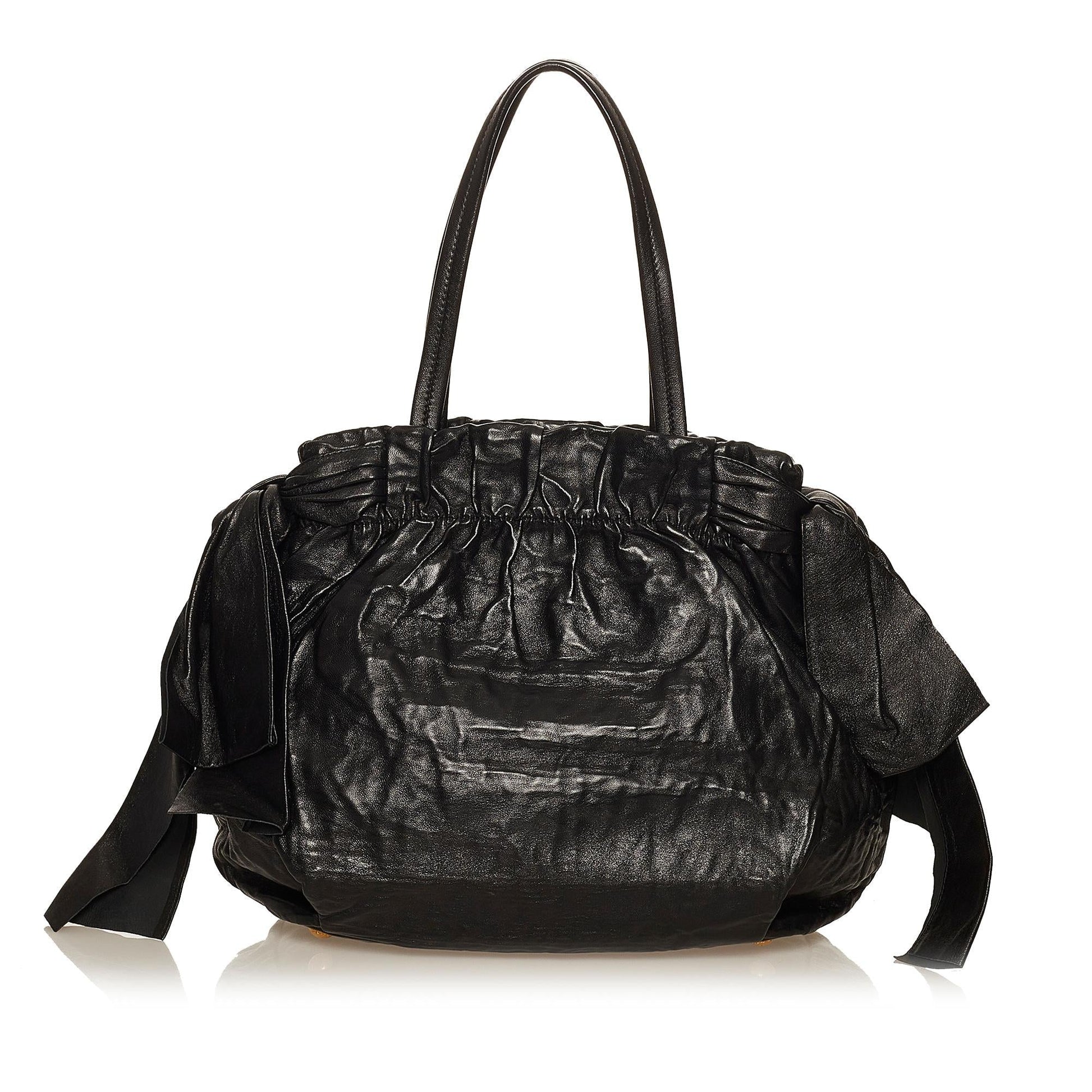 Prada Bow Lambskin Leather Shoulder Bag - Rovelle Bags