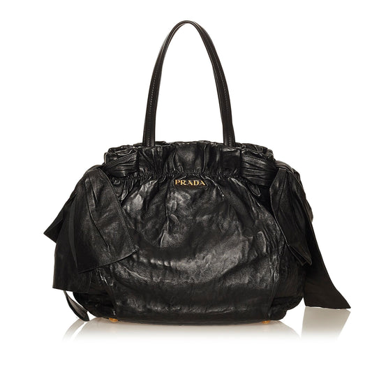 Prada Bow Lambskin Leather Shoulder Bag - Rovelle Bags
