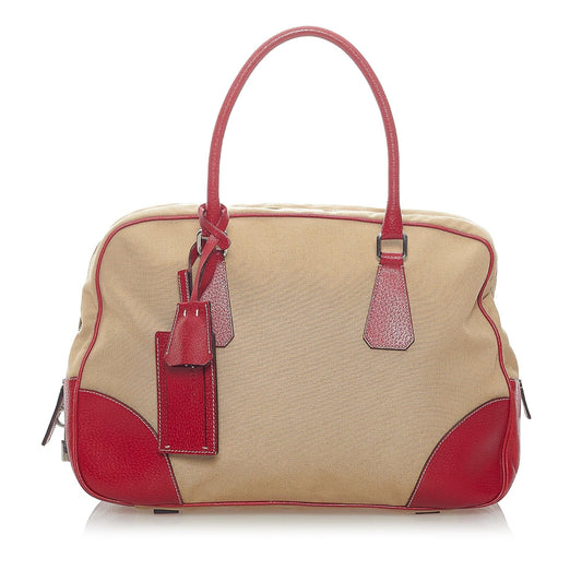 Prada Canapa Bauletto Canvas Tote Bag - Rovelle Bags
