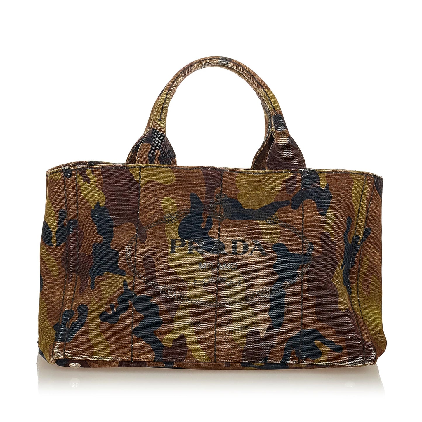 Prada Canapa Logo Camouflage Canvas Satchel Style 2 - Rovelle Bags
