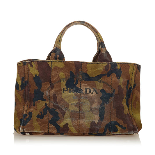 Prada Canapa Logo Camouflage Canvas Satchel Style 2 - Rovelle Bags