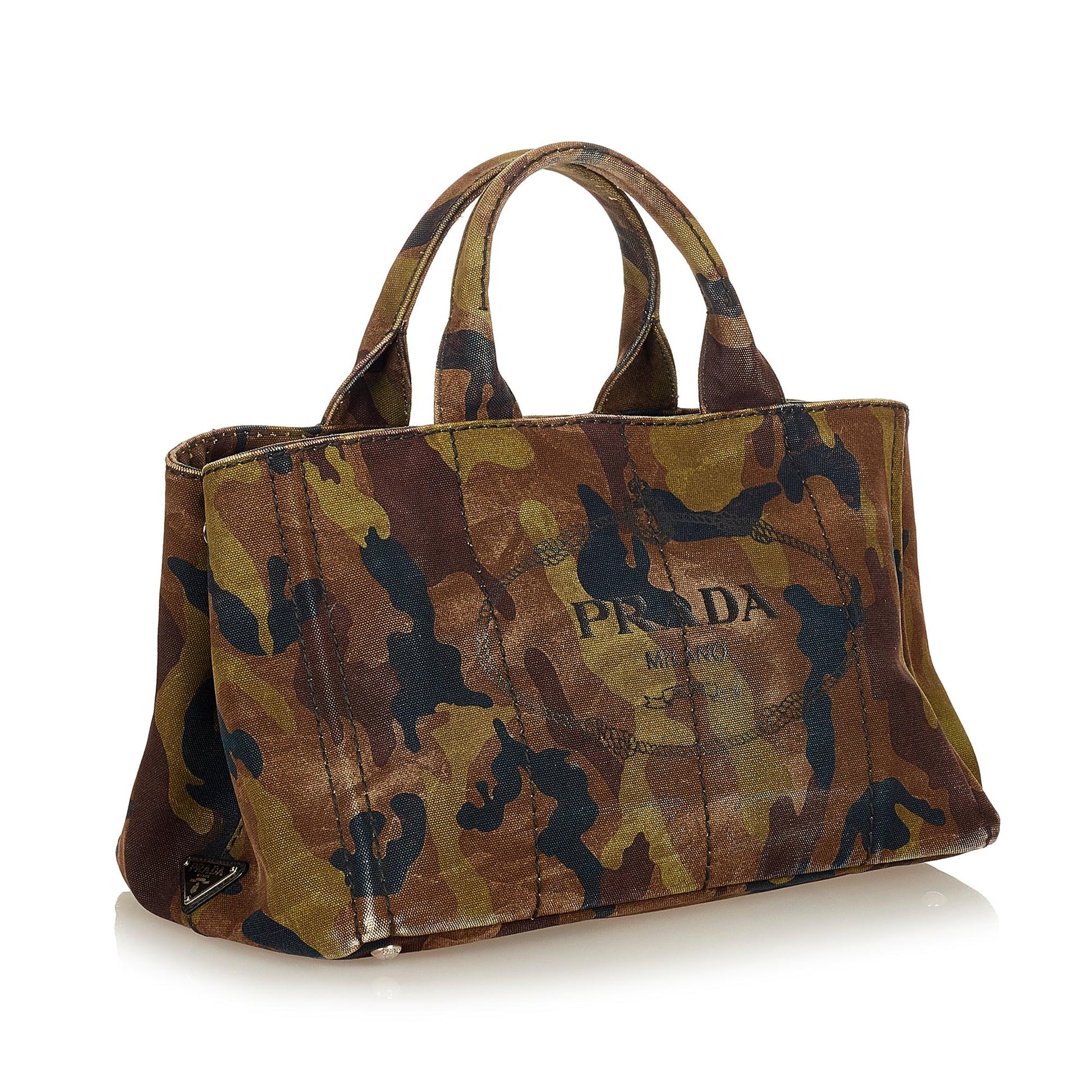 Prada Canapa Logo Camouflage Canvas Satchel Style 2 - Rovelle Bags