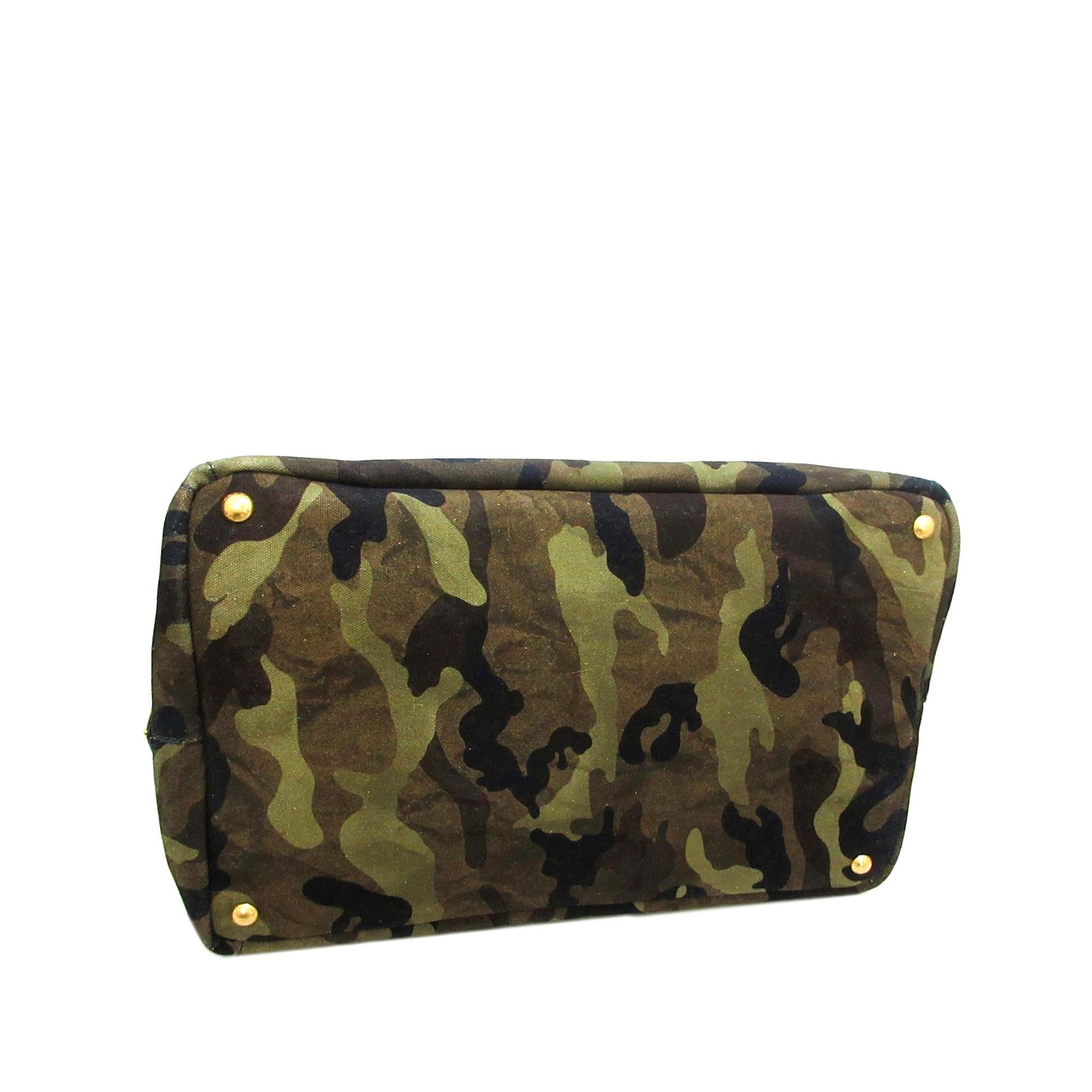 Prada Canapa Logo Camouflage Canvas Tote Bag - Rovelle Bags