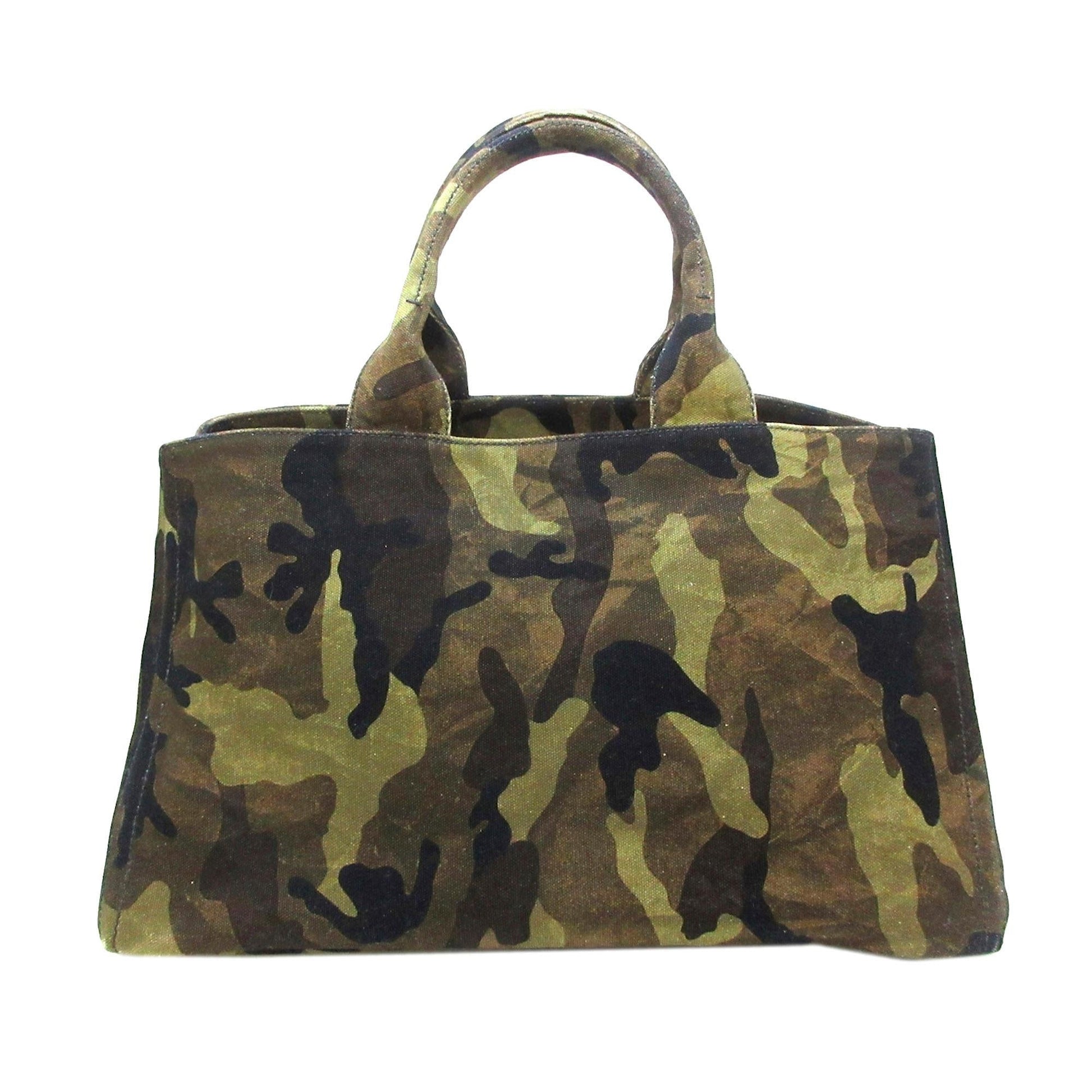 Prada Canapa Logo Camouflage Canvas Tote Bag - Rovelle Bags