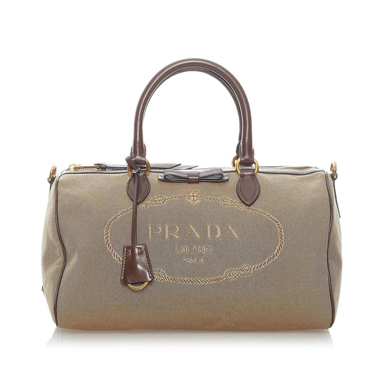 Prada Canapa Logo Canvas Boston Bag - Rovelle Bags