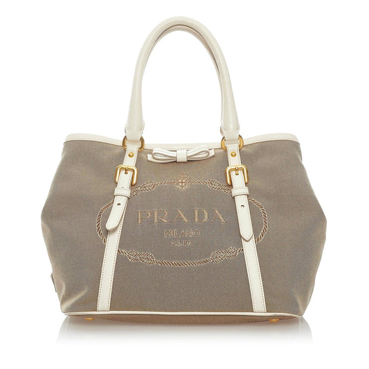 Prada Canapa Logo Canvas Handbag Style 4 - Rovelle Bags