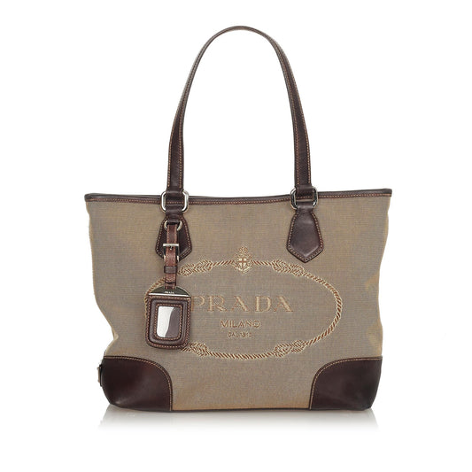 Prada Canapa Logo Canvas Satchel Style 27 - Rovelle Bags