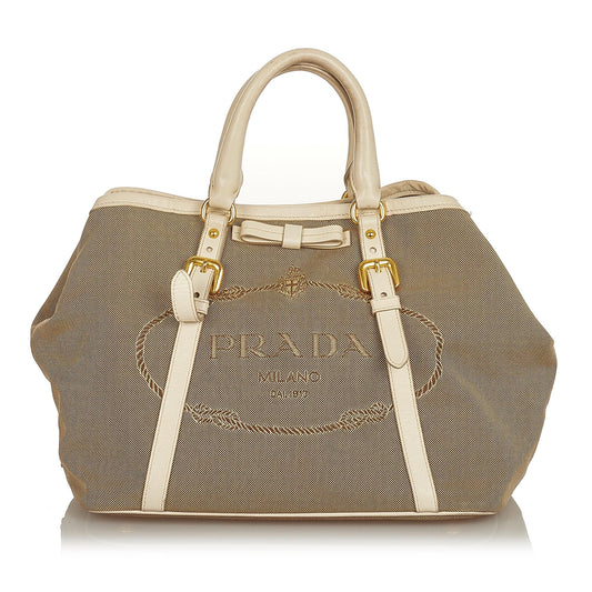 Prada Canapa Logo Canvas Satchel Style 26 - Rovelle Bags