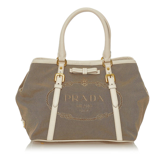 Prada Canapa Logo Canvas Satchel Style 23 - Rovelle Bags