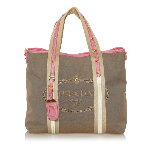 Prada Canapa Logo Canvas Satchel Style 22 - Rovelle Bags