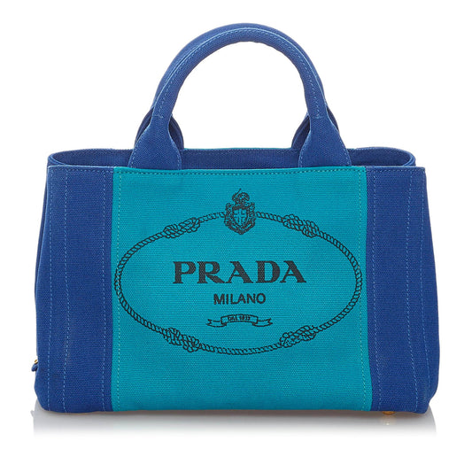 Prada Canapa Logo Canvas Satchel Style 19 - Rovelle Bags