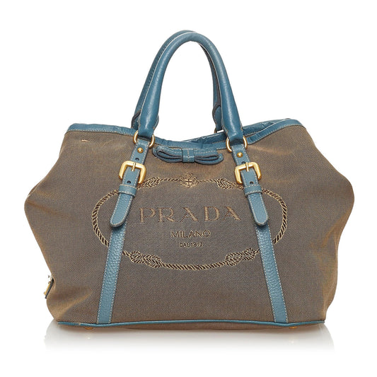 Prada Canapa Logo Canvas Satchel Style 15 - Rovelle Bags
