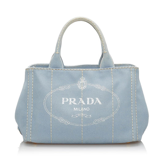 Prada Canapa Logo Canvas Satchel Style 7 - Rovelle Bags