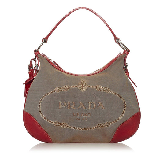 Prada Canapa Logo Canvas Shoulder Bag Style 2 - Rovelle Bags