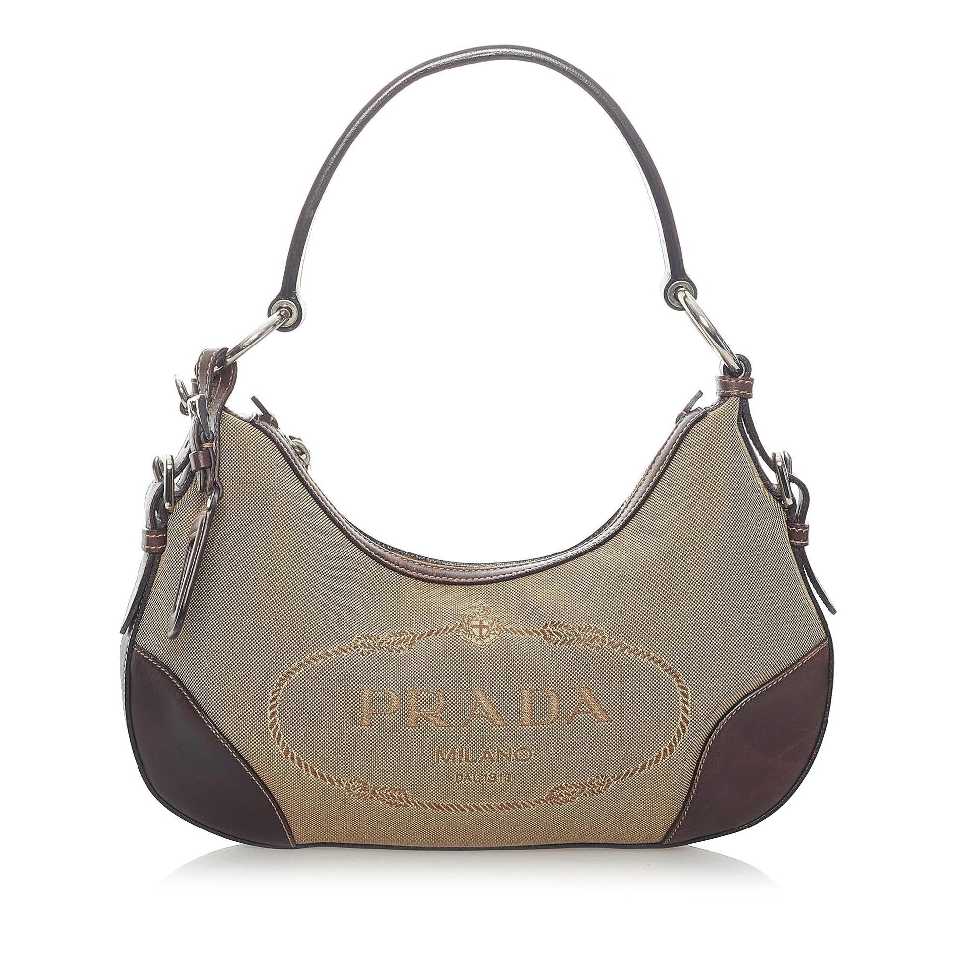Prada Canapa Logo Canvas Shoulder Bag - Rovelle Bags