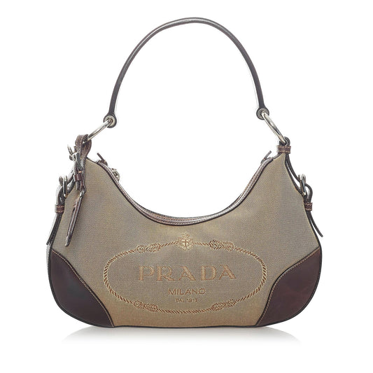 Prada Canapa Logo Canvas Shoulder Bag - Rovelle Bags