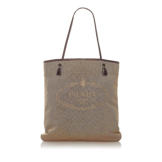 Prada Canapa Logo Canvas Tote Bag Style 12 - Rovelle Bags