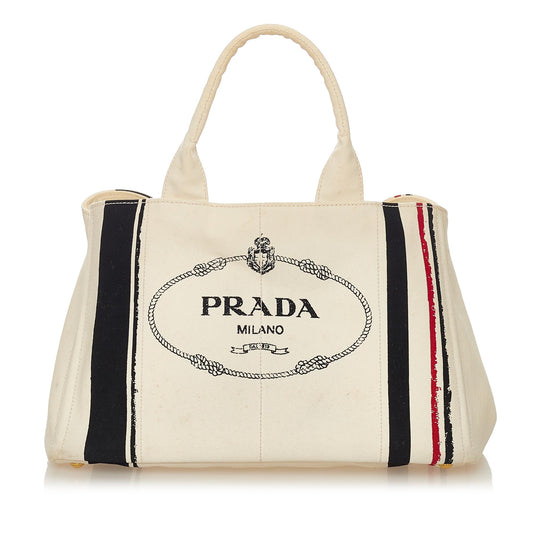 Prada Canapa Logo Canvas Tote Bag Style 9 - Rovelle Bags
