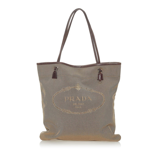 Prada Canapa Logo Canvas Tote Bag Style 8 - Rovelle Bags