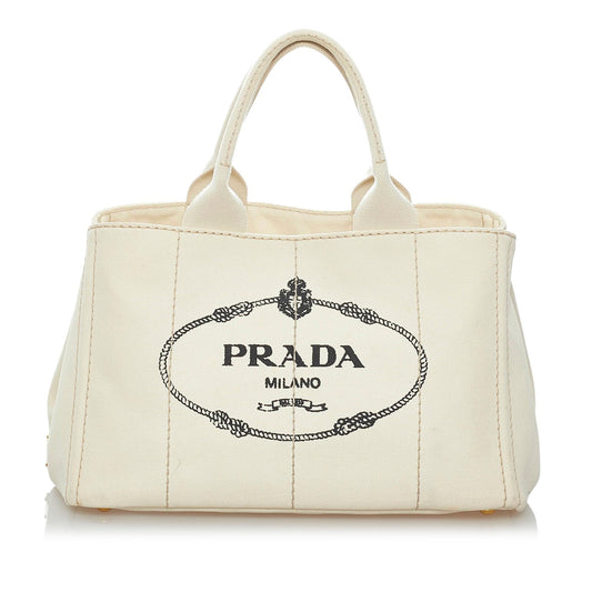 Prada Canapa Logo Canvas Tote Bag Style 6 - Rovelle Bags