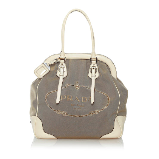 Prada Canapa Logo Canvas Tote Bag Style 5 - Rovelle Bags