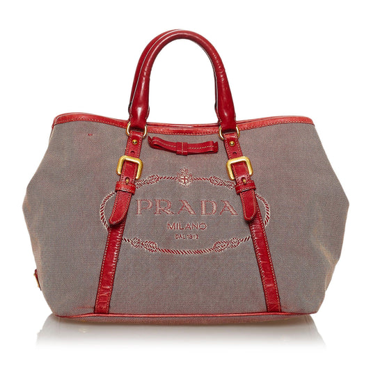 Prada Canapa Logo Canvas Tote Bag Style 4 - Rovelle Bags