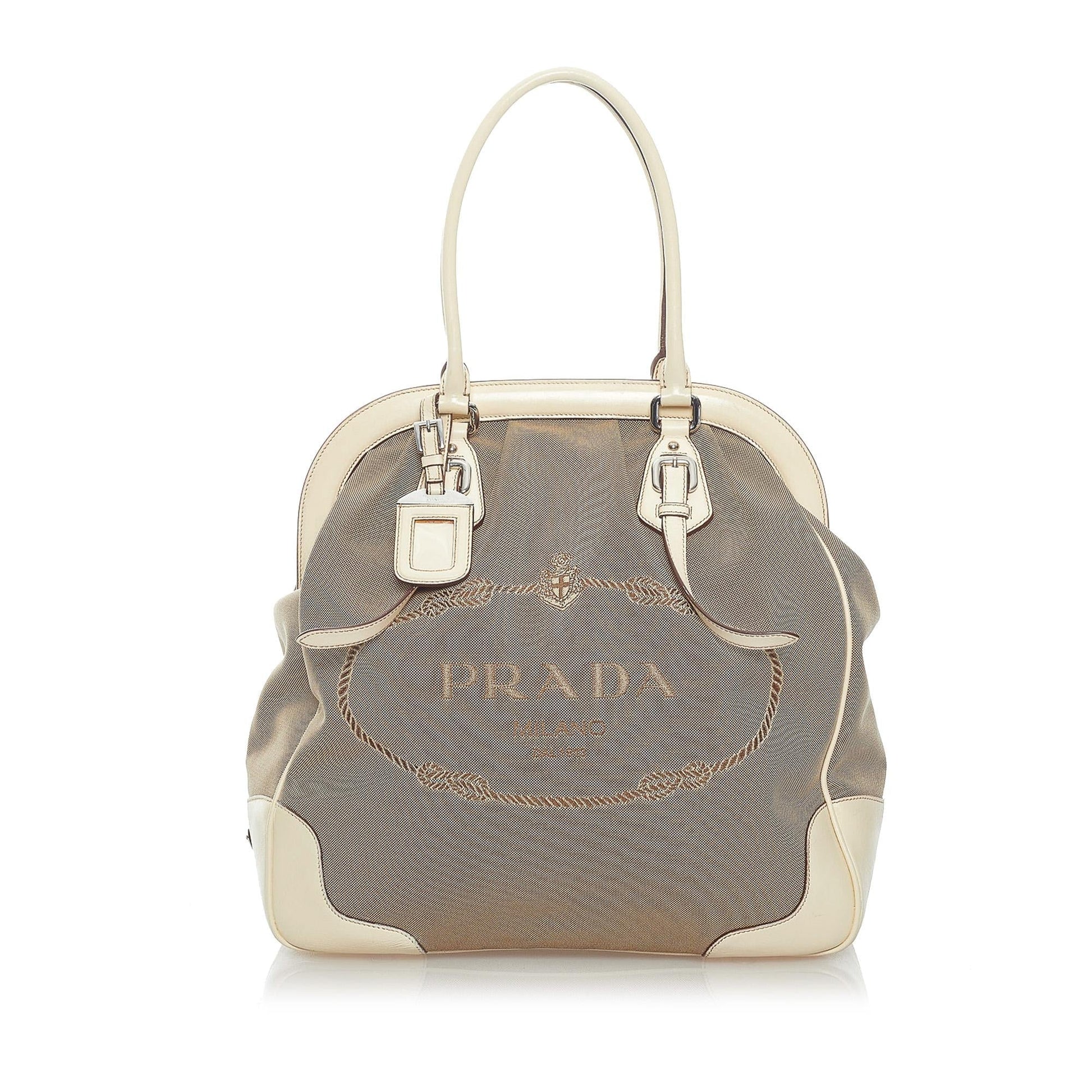 Prada Canapa Logo Canvas Tote Bag Style 2 - Rovelle Bags
