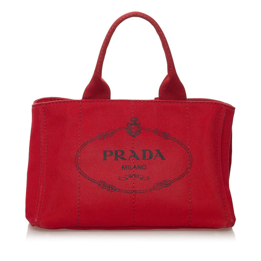 Prada Canapa Logo Canvas Tote Bag - Rovelle Bags
