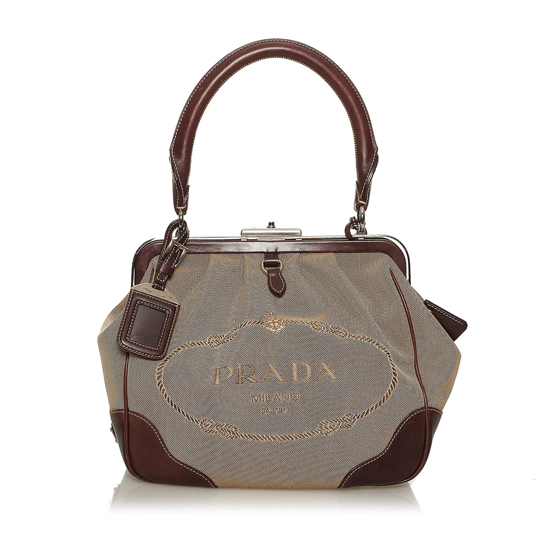 Prada Canapa Logo Frame Handbag Style 3 - Rovelle Bags