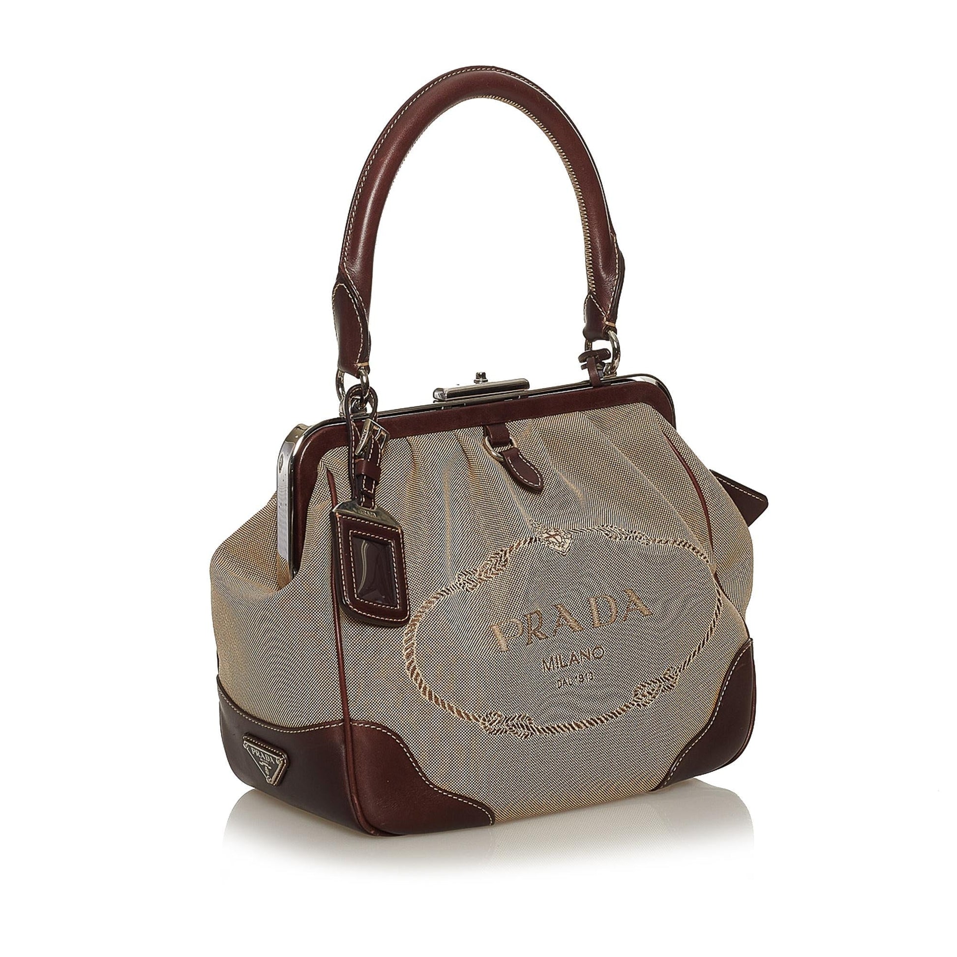 Prada Canapa Logo Frame Handbag Style 3 - Rovelle Bags