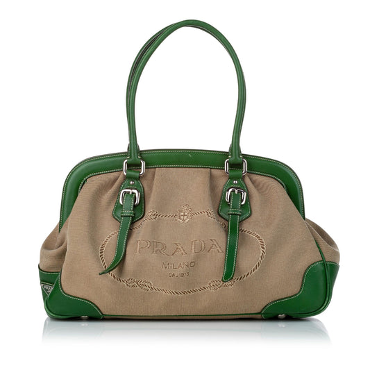 Prada Canapa Logo Frame Handbag - Rovelle Bags