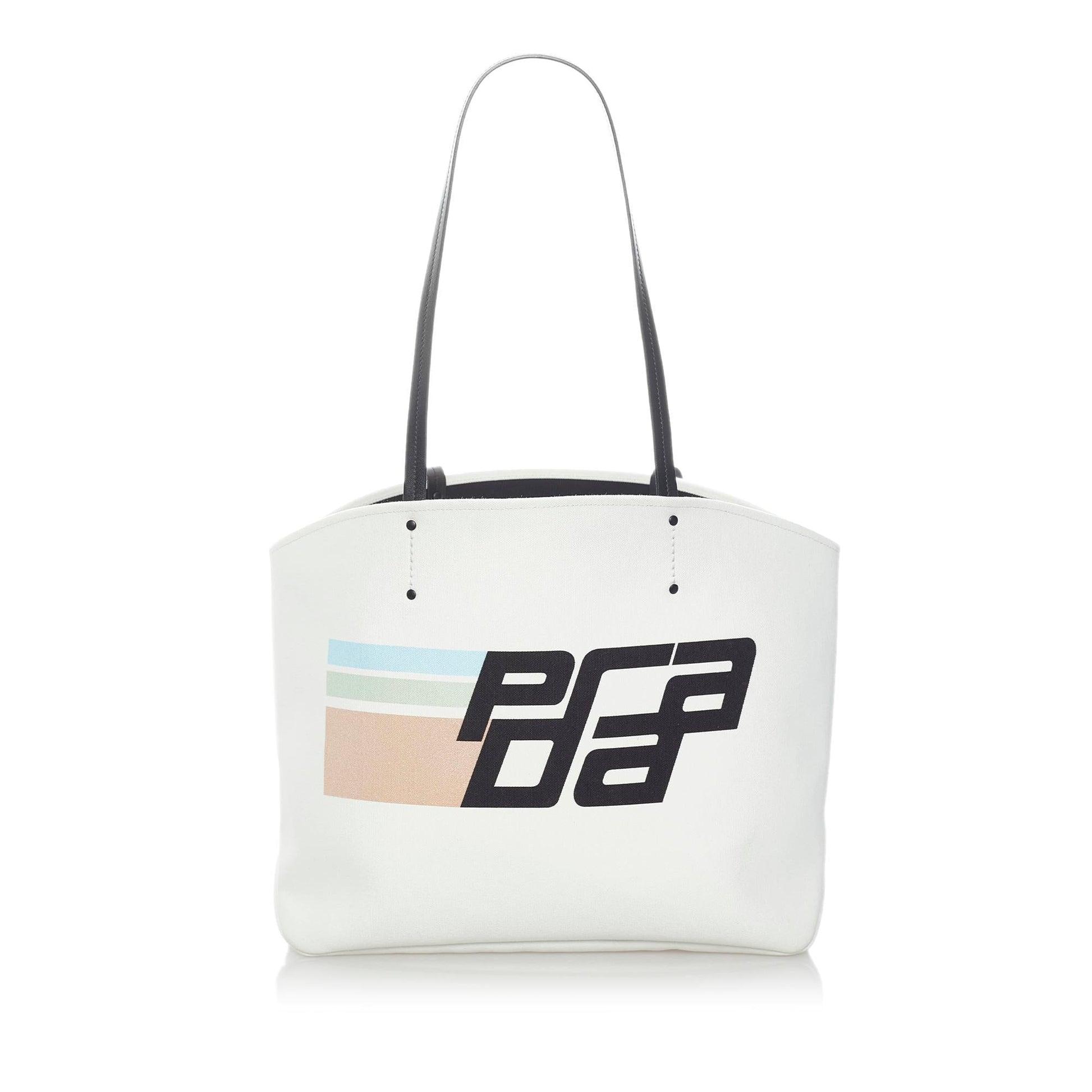 Prada Canapa Racing Logo Shopping Canvas Tote Bag - Rovelle Bags
