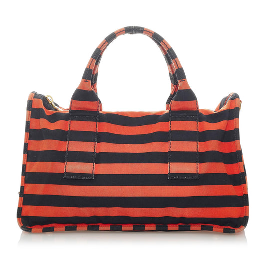 Prada Canapa Righe Canvas Satchel - Rovelle Bags