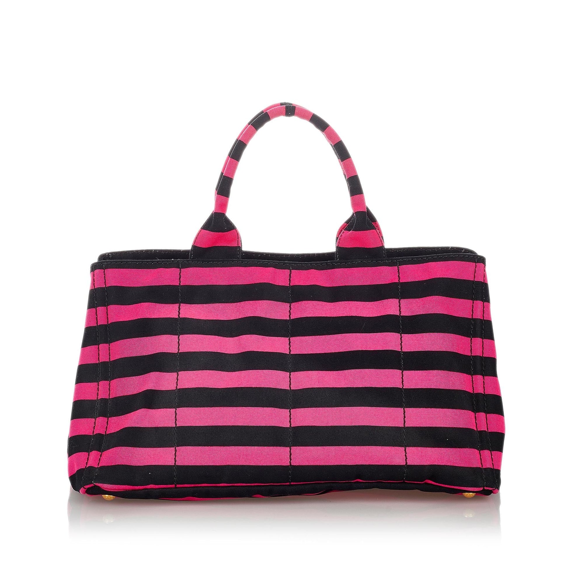 Prada Canapa Righe Stripe Tote Bag - Rovelle Bags