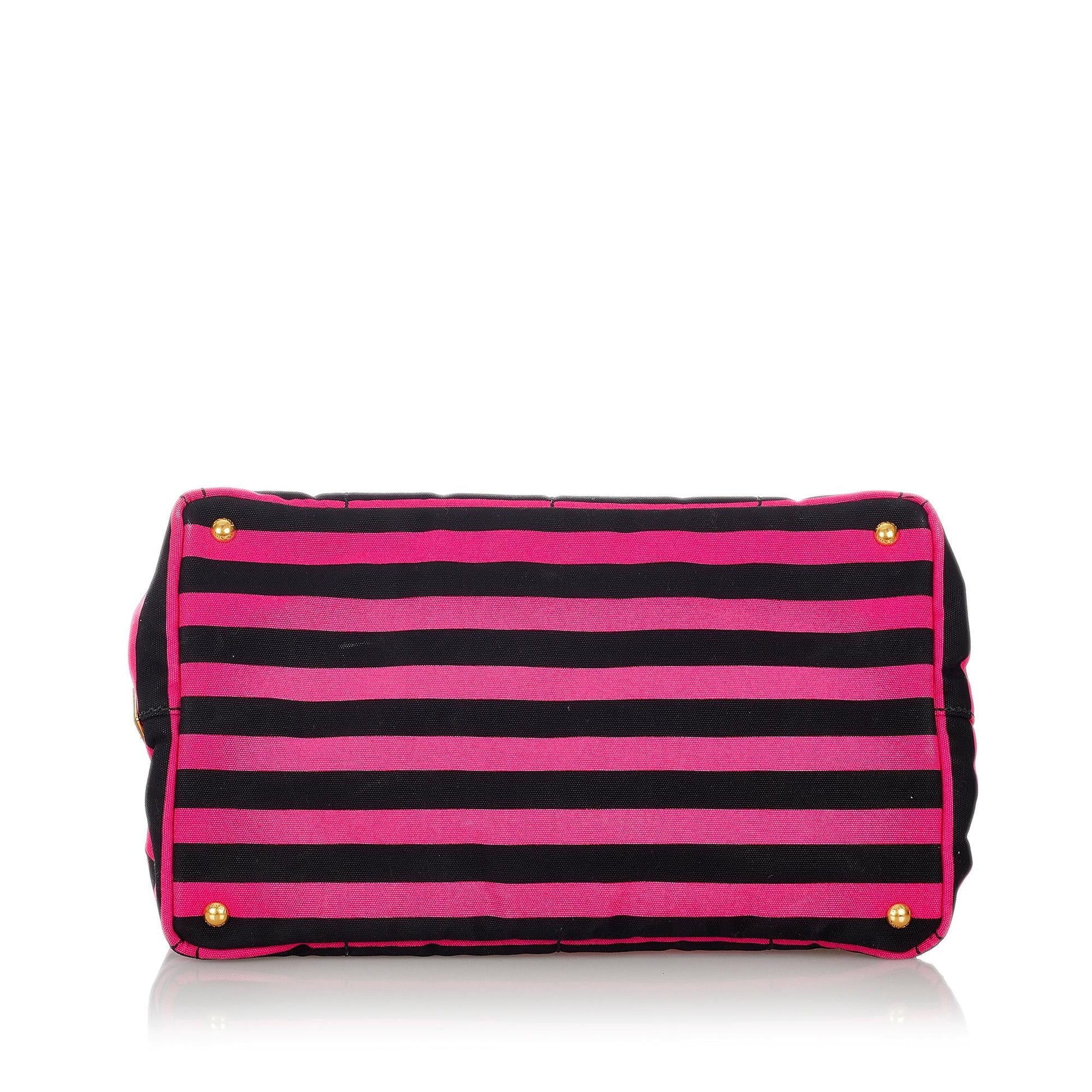 Prada Canapa Righe Stripe Tote Bag - Rovelle Bags