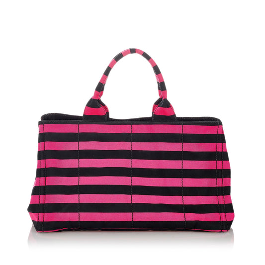 Prada Canapa Righe Stripe Tote Bag - Rovelle Bags