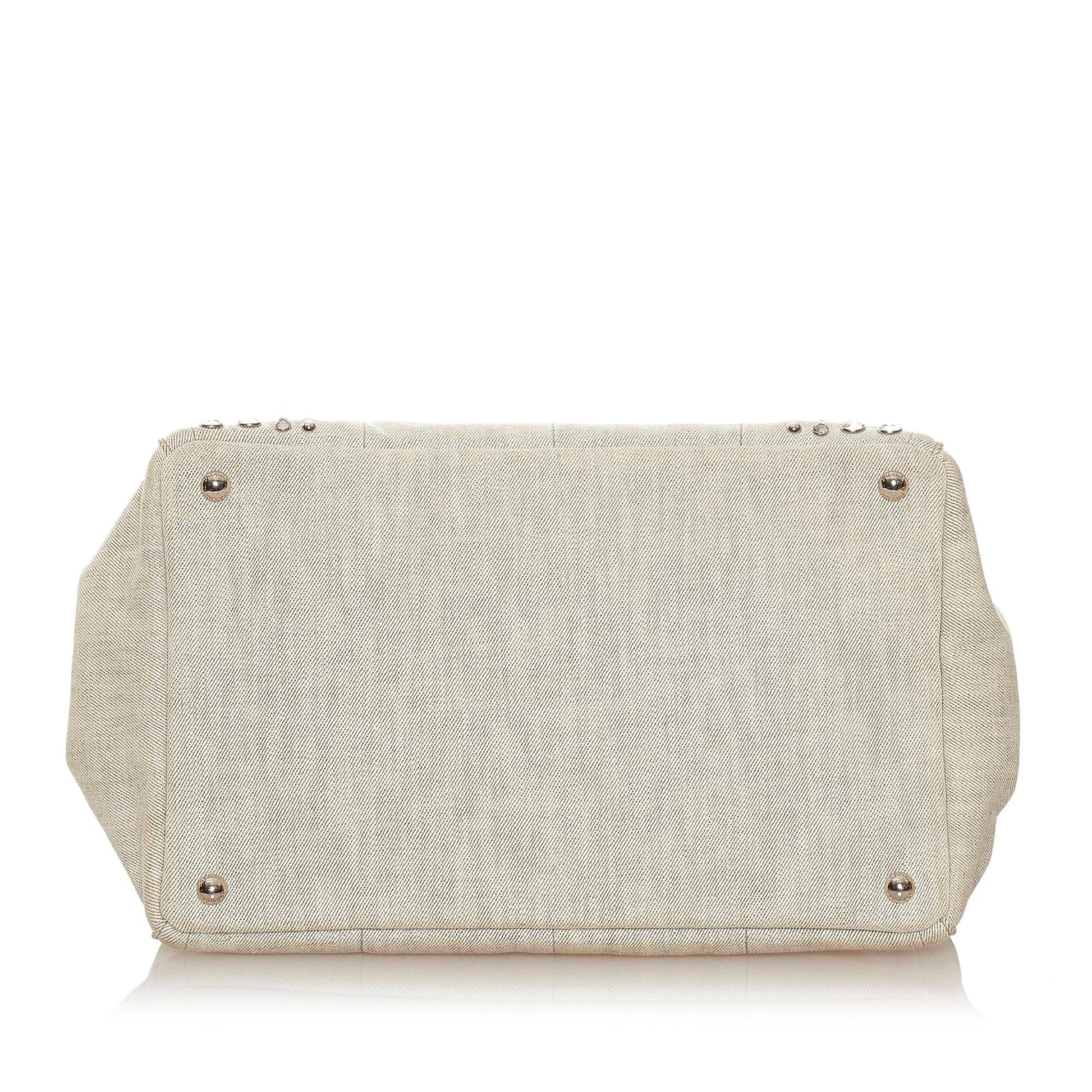 Prada Canapa Studded Canvas Satchel Style 5 - Rovelle Bags