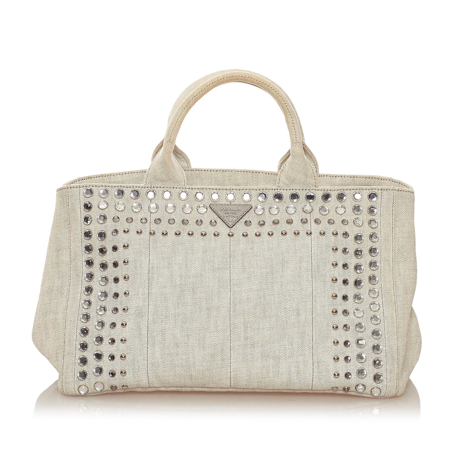 Prada Canapa Studded Canvas Satchel Style 5 - Rovelle Bags