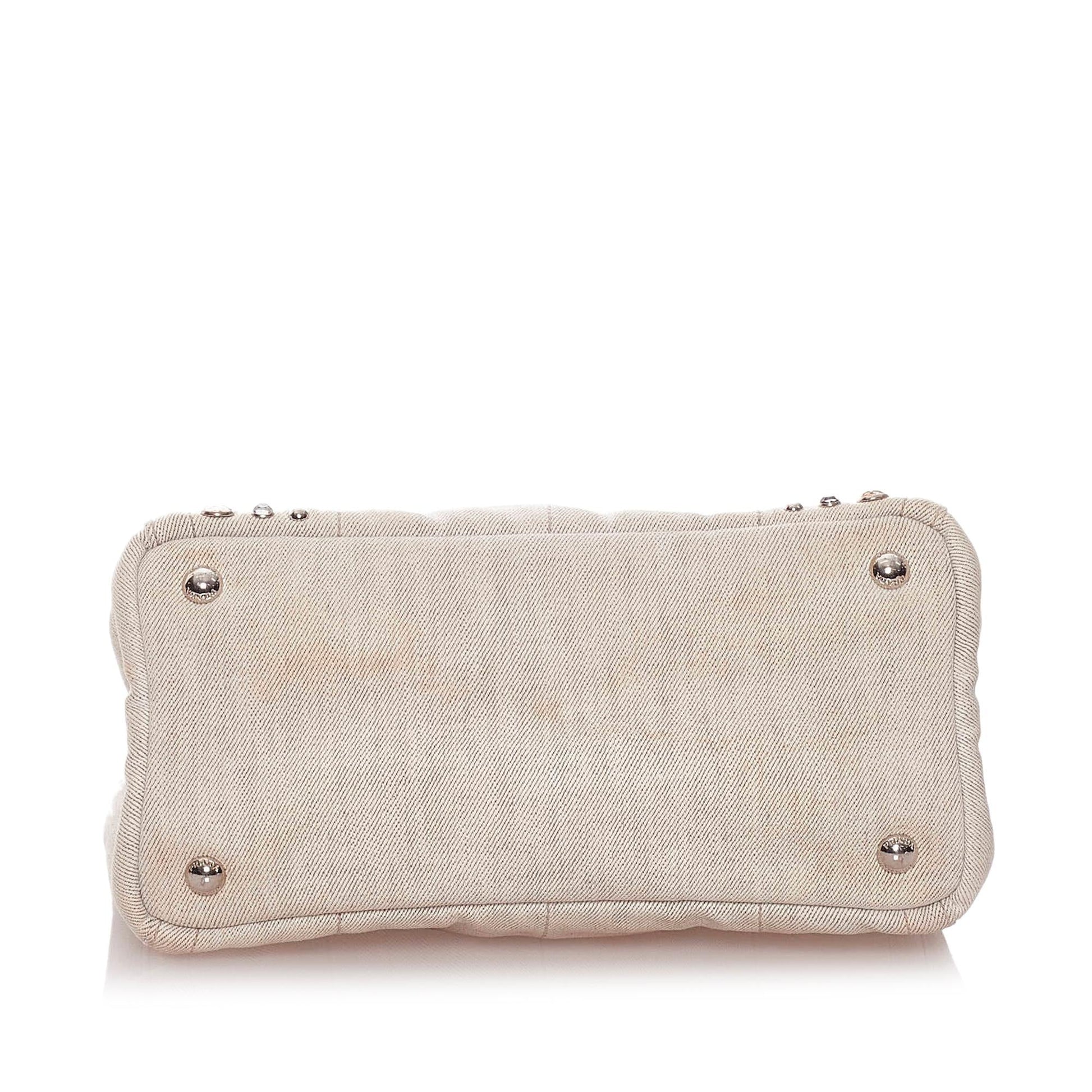 Prada Canapa Studded Canvas Satchel Style 4 - Rovelle Bags