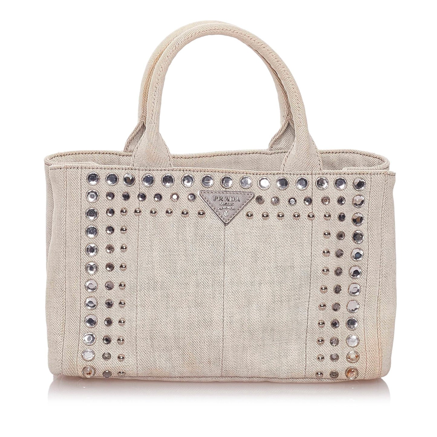 Prada Canapa Studded Canvas Satchel Style 4 - Rovelle Bags