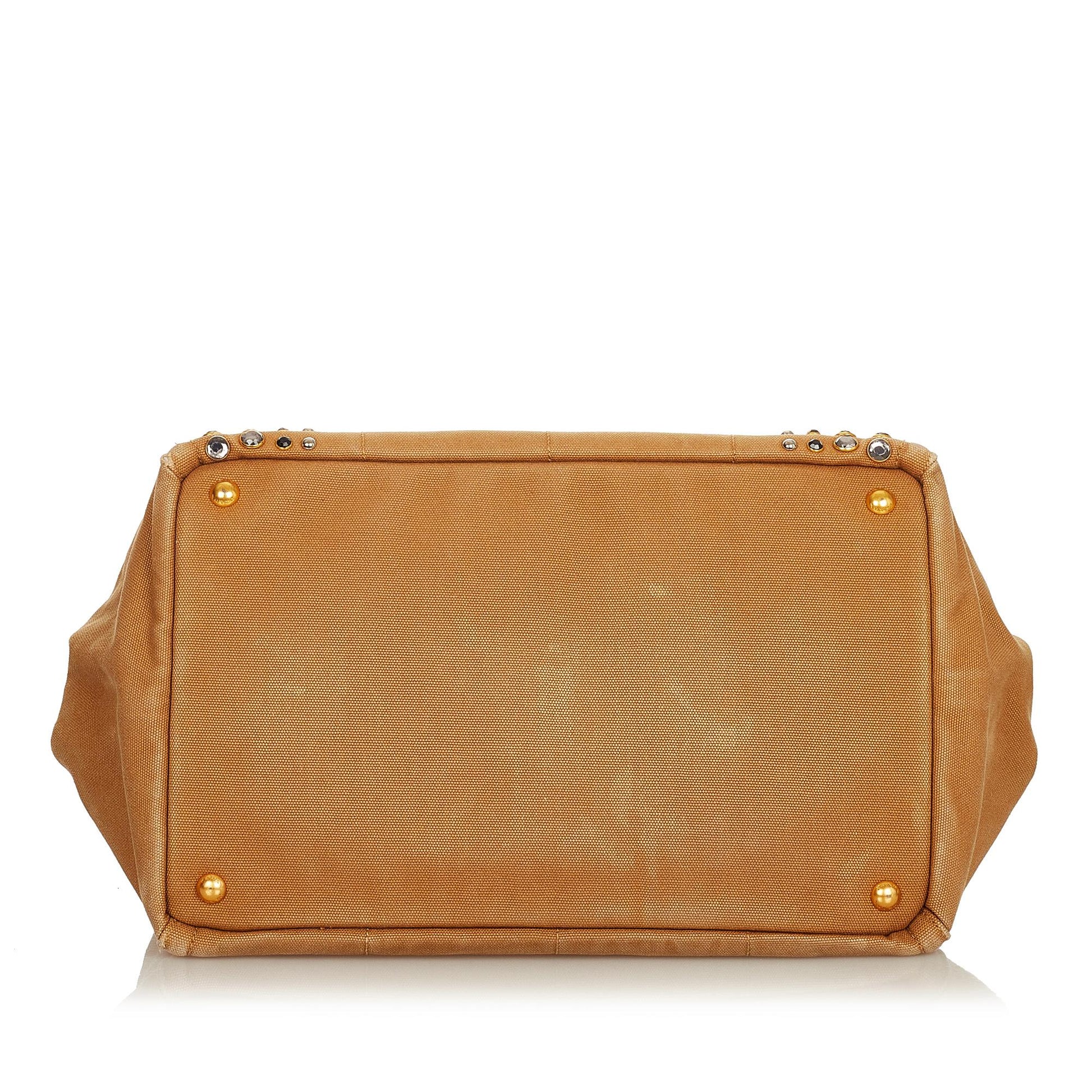 Prada Canapa Studded Canvas Tote Bag - Rovelle Bags