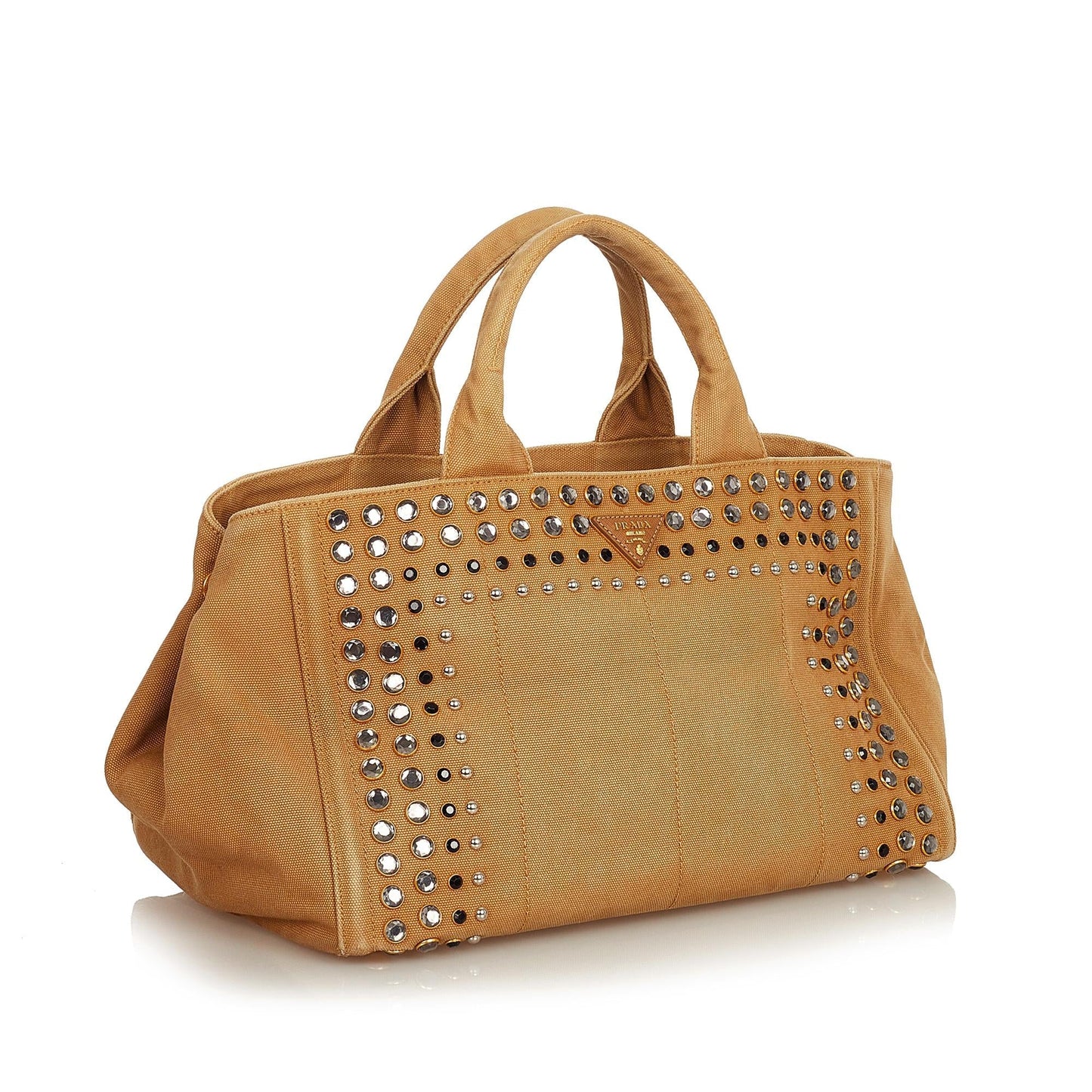 Prada Canapa Studded Canvas Tote Bag - Rovelle Bags
