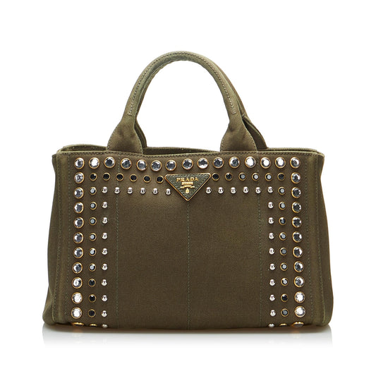 Prada Canapa Studded Satchel - Rovelle Bags