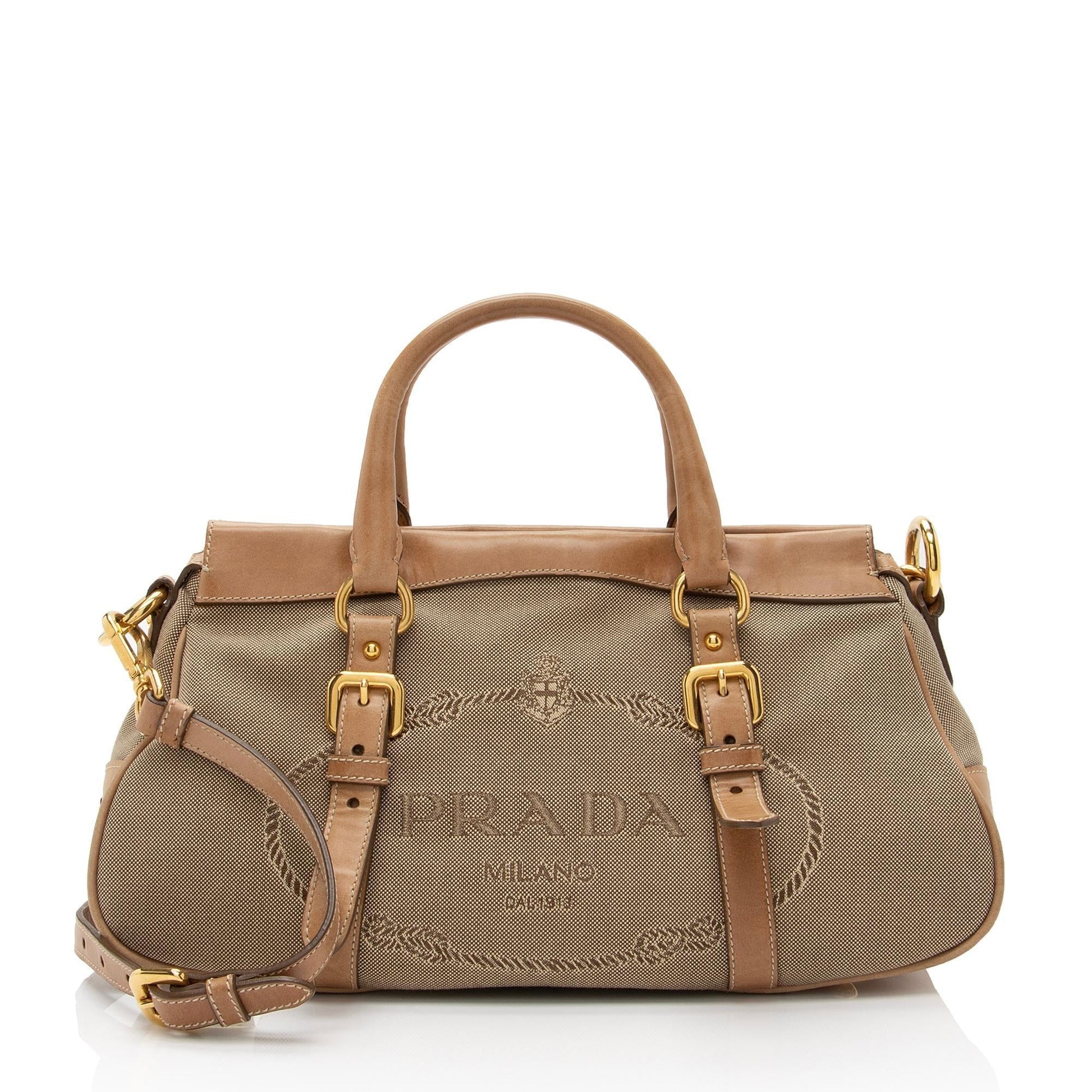 Prada Canvas Logo Satchel - Rovelle Bags