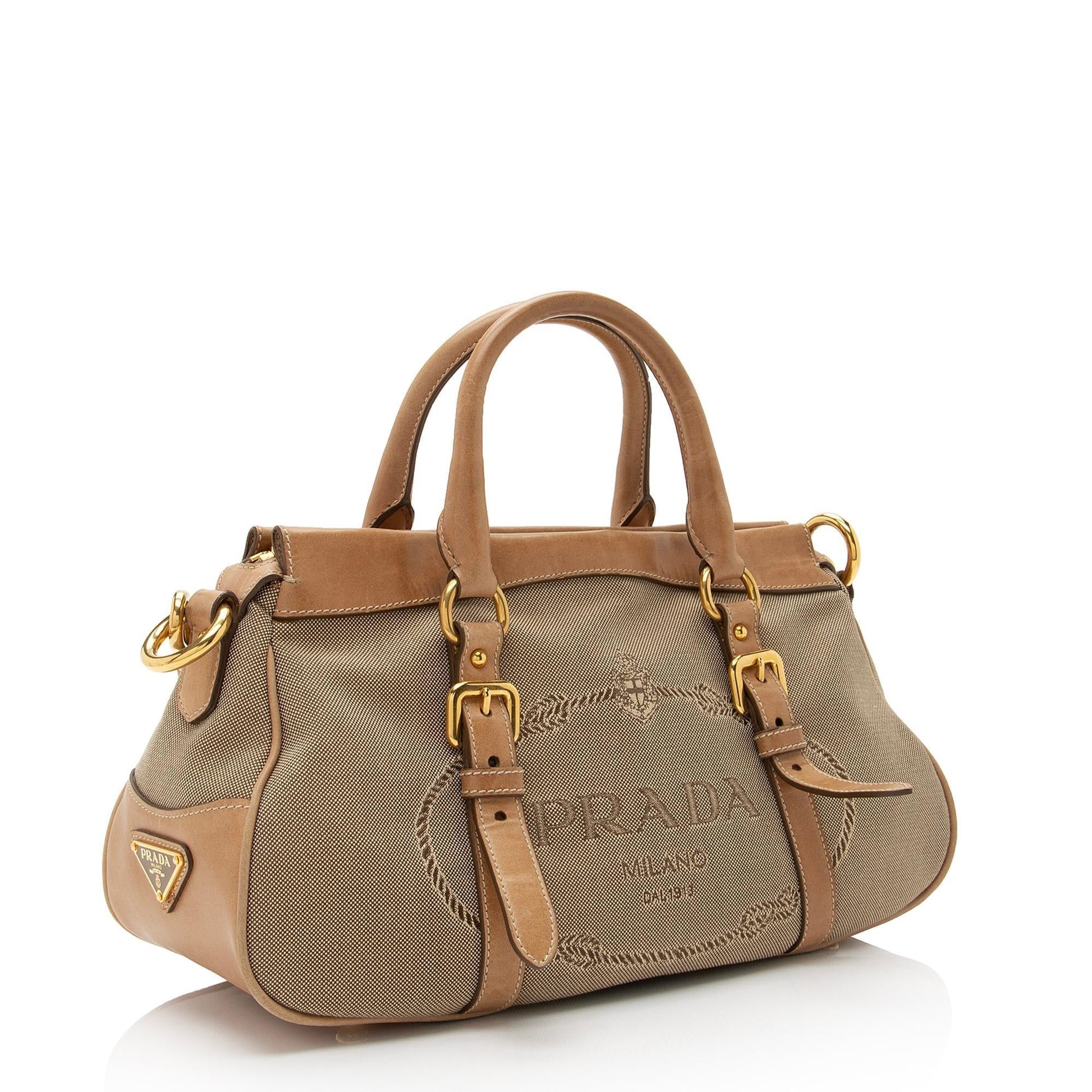 Prada Canvas Logo Satchel - Rovelle Bags