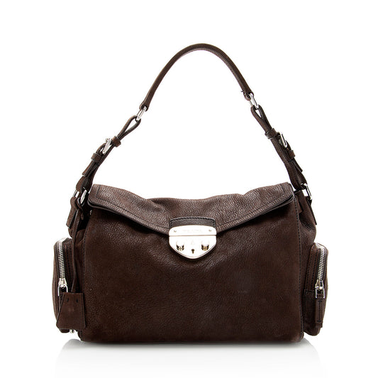 Prada Cervo Antic Easy Pushlock Flap Shoulder Bag - Rovelle Bags