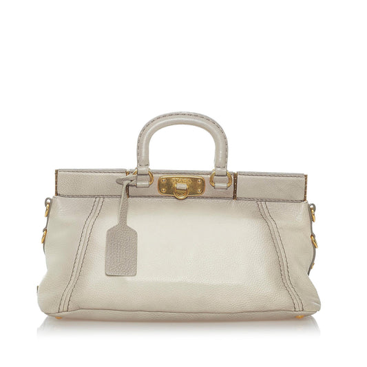 Prada Cervo Antik Frame Leather Satchel - Rovelle Bags